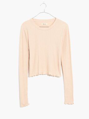 Madewell	Light Pink Ribbed Pajama Baby Tee with Lettuce Hem - Size XL